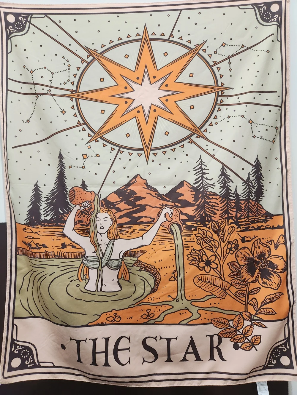 The Star Wall Tapestry - Mint Green & Orange